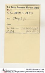 Etiketten zu Chrysoberyll (NHMW-MIN-Aa2189)